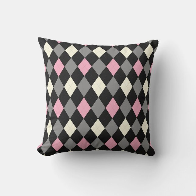 Coussin Jacquard rose et noir (Recto)