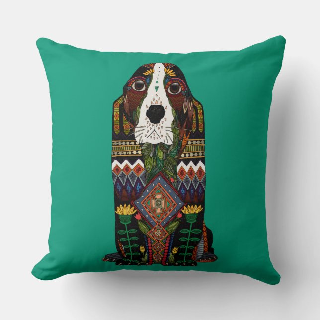 Coussin Jade d'amour Basset Hound (Recto)