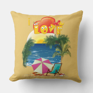 Coussin J'adore la plage en été