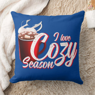 Coussin J'adore la saison cosy Bleu