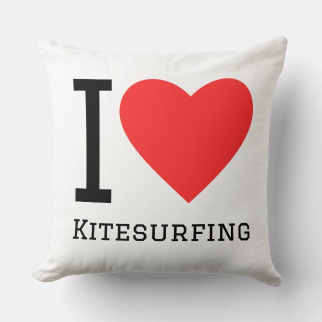 Coussin J'adore l'autocollant carré de kitesurf (Recto)
