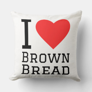 Coussin J'adore l'autocollant carré de pain brun