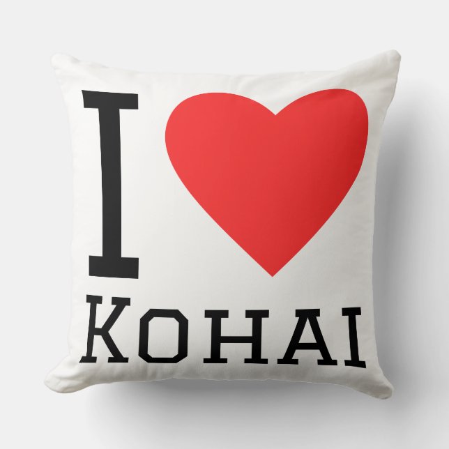 Coussin J'adore l'autocollant carré kohai  (Recto)