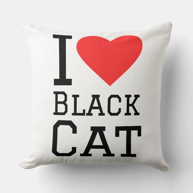 Coussin J'adore le chat noir  (Recto)
