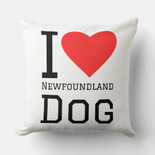 Coussin J'adore le chien Terre-Neuve