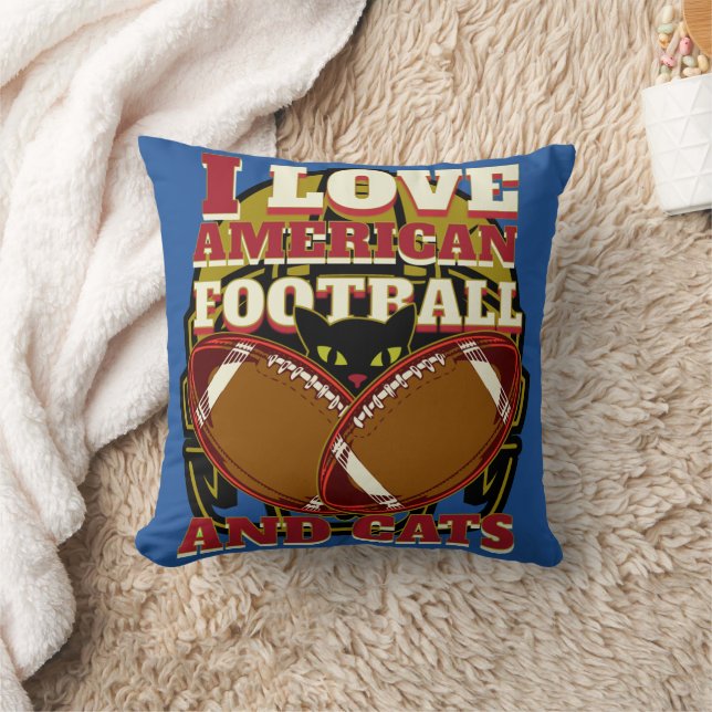 COUSSIN J'ADORE LE FOOTBALL ET LES CHATS AMÉRICAINS (Couverture)
