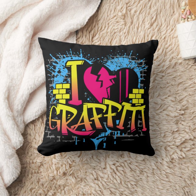 Coussin J'adore le graffiti – Art de rue urbain (Couverture)