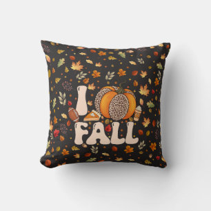 Coussin J'adore le motif de citrouille orange d'automne
