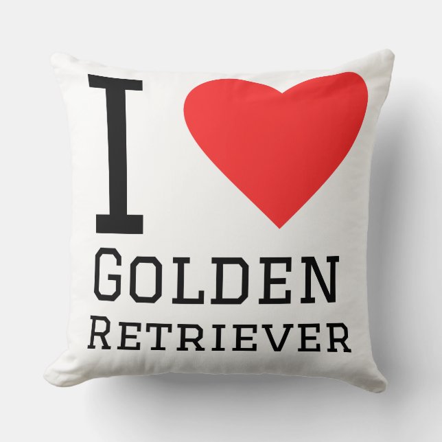 Coussin J'adore le retriever doré (Recto)