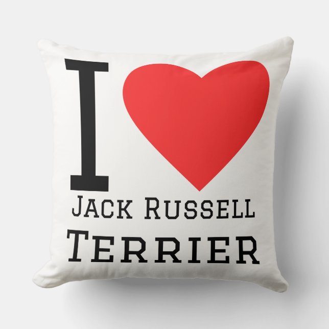 Coussin J'adore le terrier Jack Russell (Recto)