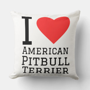 Coussin J'adore le terrier pitbull américain