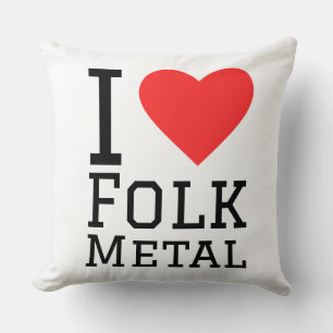 Coussin J'adore les autocollants de carré de métal folk