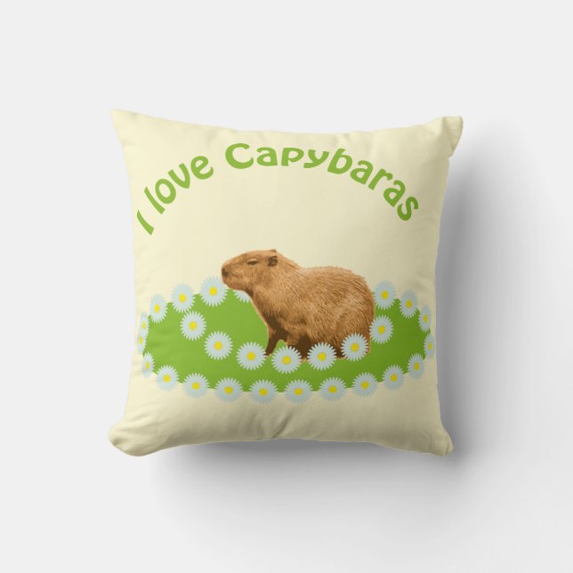 Coussin J'adore les capybaras (Recto)
