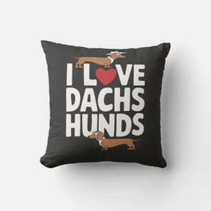 Coussin J'adore les dachshunds Graphique amusant pour les