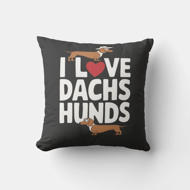 Coussin J'adore les dachshunds Graphique amusant pour les  (Recto)