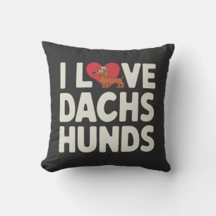 Coussin J'adore les dachshunds mignon dessin animé