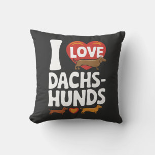 Coussin J'adore les dachshunds, un design touchant pour le