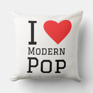 Coussin J'adore les stickers carré pop moderne