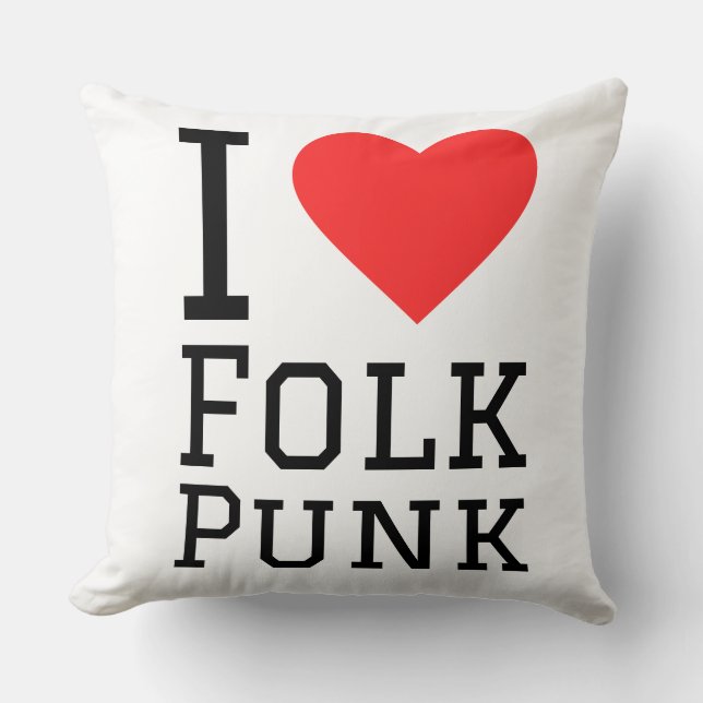 Coussin J'adore les stickers carré punk folk (Recto)