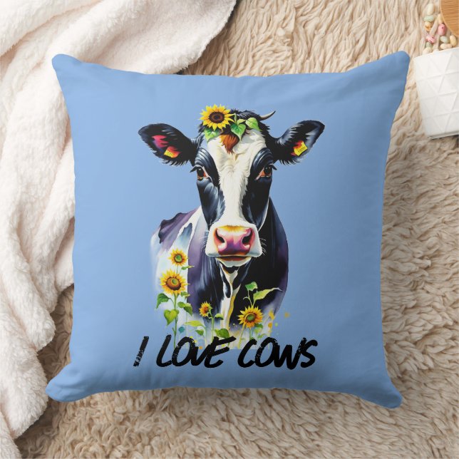 Coussin J'adore les vaches Fleurs de tournesol Ferme Campa (Couverture)