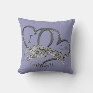 Coussin J'adore l'oreiller Borzoi