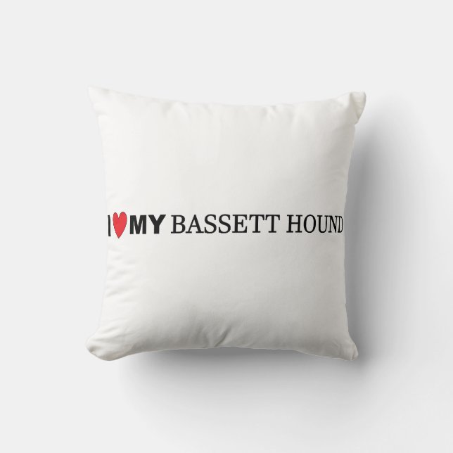 Coussin j'adore mon basset hound (Recto)
