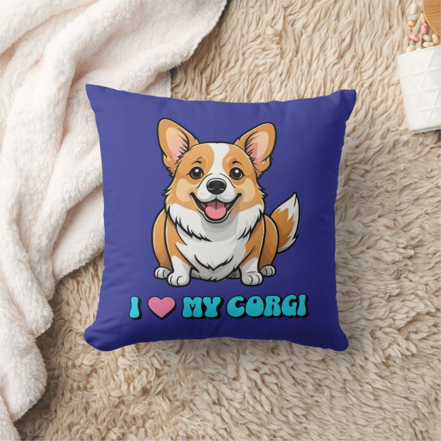 Coussin J'adore mon Corgi (Couverture)