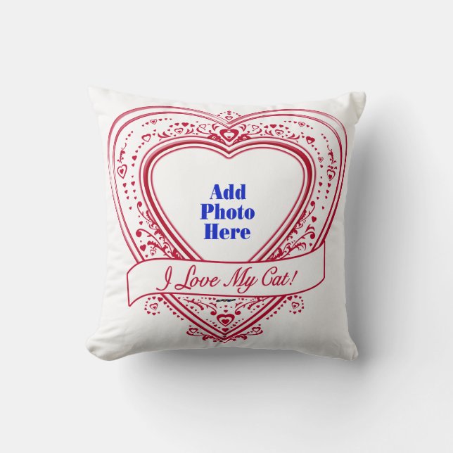 Coussin J'adore My Cat ! Photo Red Hearts (Recto)