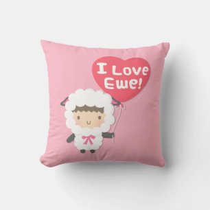 Coussin J'adore Toi Mouton Mignon Décoration de Chambre Ro