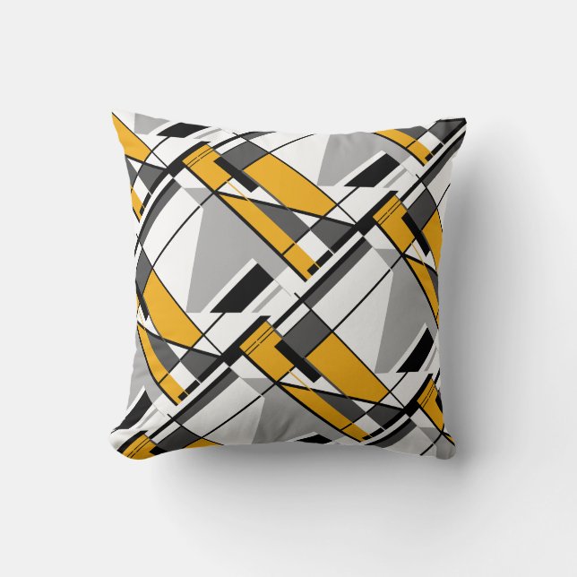 Coussin Jagged Mobile comme Gold Grey Black Slanted Mosaïq (Recto)