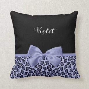 Coussin Jaguar Purple Girl Print Lavender Bow avec nom