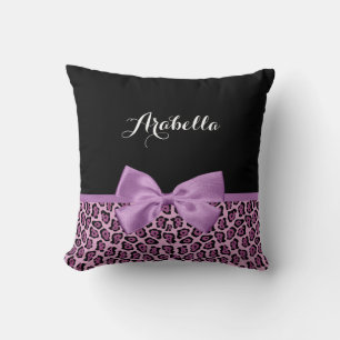 Coussin Jaguar Violet Fille Imprimer Cute Bow Avec Nom