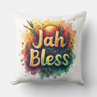 Coussin Jah Bless Reggae Watercolor 
