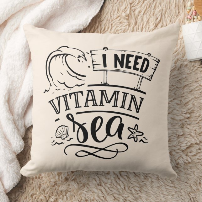 Coussin J'ai besoin de la mer de vitamine (Couverture)
