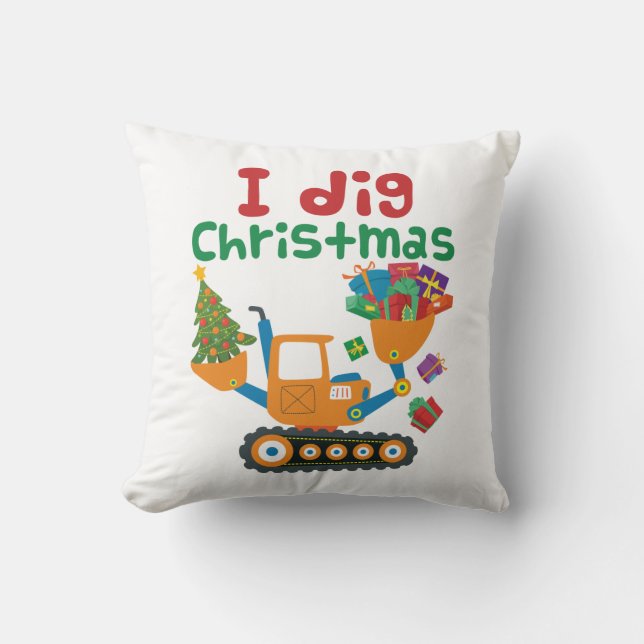 Coussin J'ai creusé Noël Noël Noël Fêtes Excavateur (Recto)