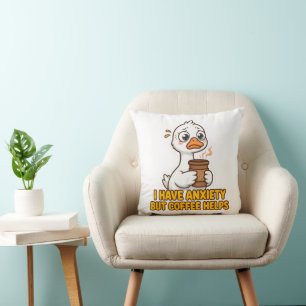 Coussin J'ai de l'anxiété mais le café aide drôle