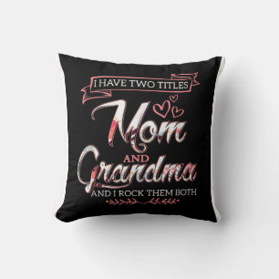 Coussin J'ai deux titres Maman, cadeau de la fête des mère