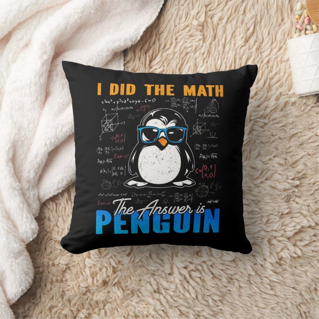 Coussin J'ai fait le math La réponse est Penguin Funny mat (Couverture)