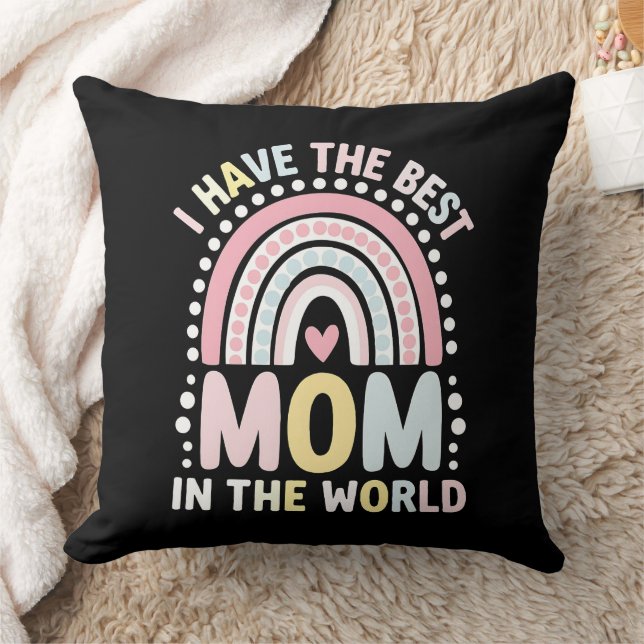 Coussin J'ai la meilleure maman du monde Boho Rainbow (Couverture)