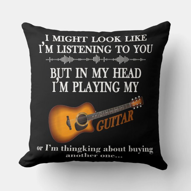 Coussin J'Ai L'Air D'Écouter Ton Amant Guitare (Recto)