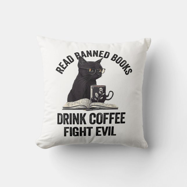 Coussin J'ai lu les livres interdits amoureux BookWorm Amo (Recto)