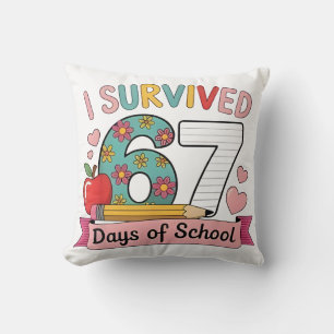 Coussin J'ai survécu 67 jours d'école Drôle 67 Professeurs