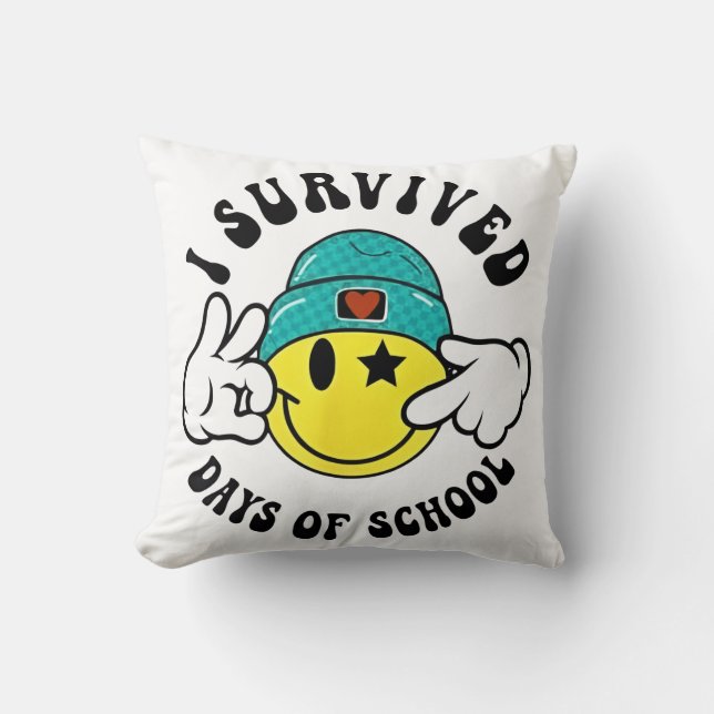 Coussin J'ai survécu 67 jours d'enseignants d'école Étudia (Recto)