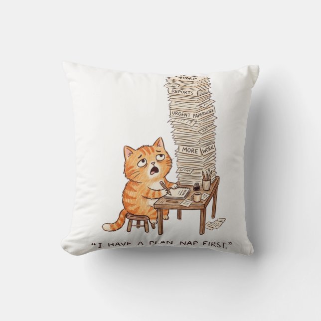 Coussin J'ai un plan : faire une sieste en premier Citatio (Recto)