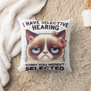 Coussin J'ai une ouïe sélective Cadeau drôle pour amateur