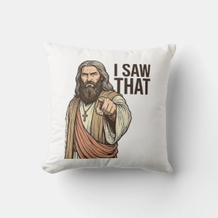 Coussin J'ai vu ce pointage religieux vintage gravure Sh