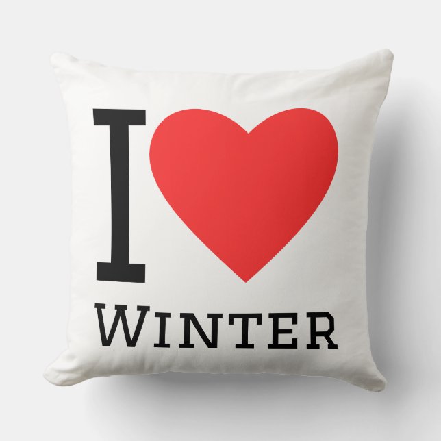 Coussin J'aime autocollant carré d'hiver (Recto)