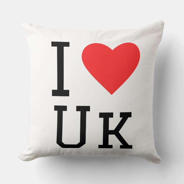 Coussin J'aime autocollant carré Royaume-Uni (Recto)