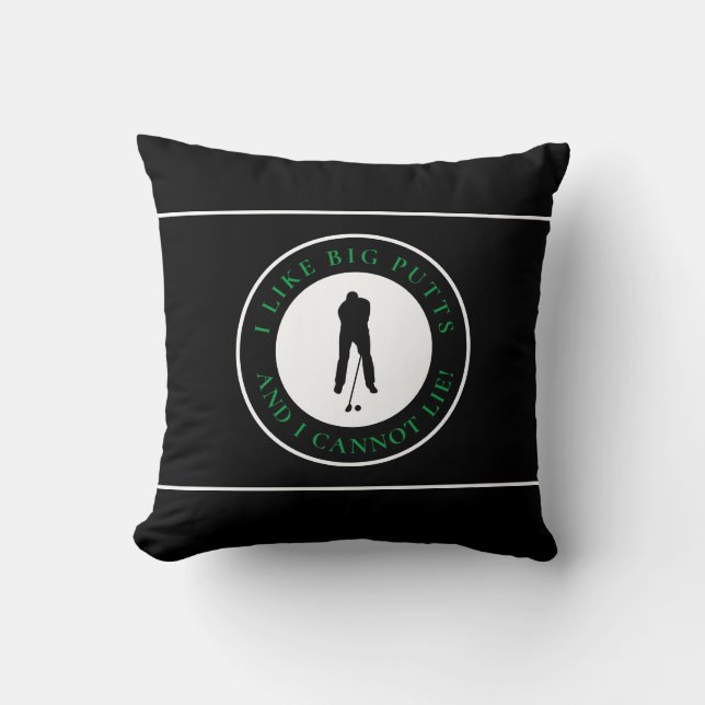 Coussin J'Aime Big Putts Sports Golfer Moderne Black Green (Recto)