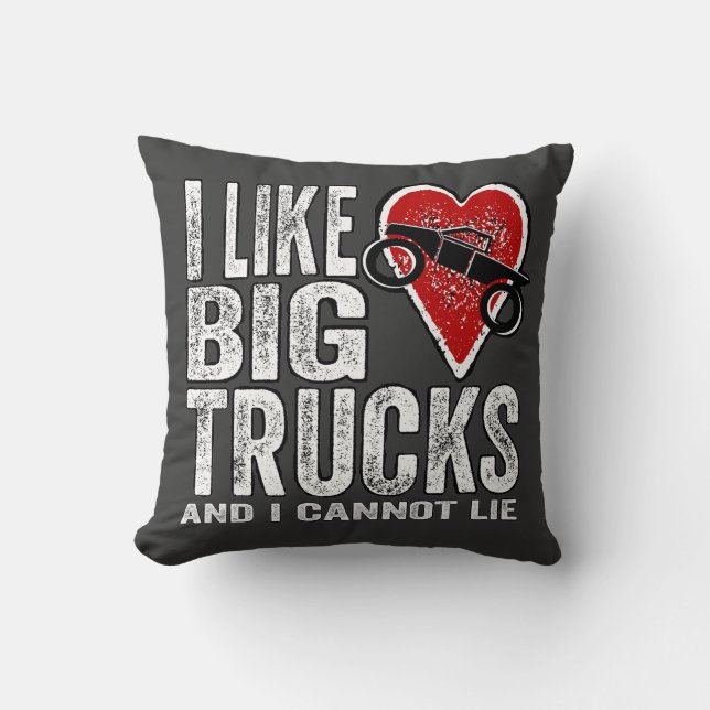 Coussin J'aime de GRANDS camions (Recto)